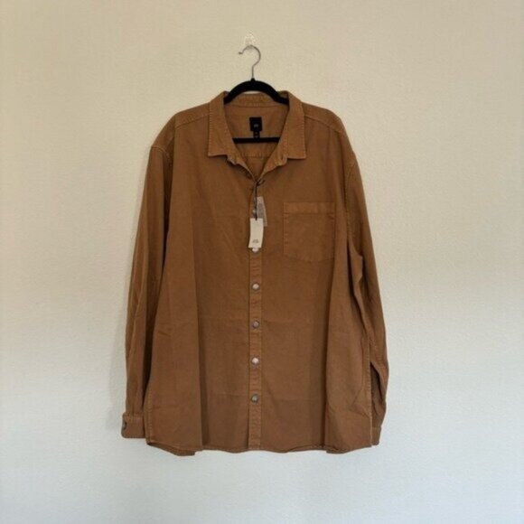 River Island Mens Size 3XL Dyed Twill Shirt in Stone Shacket NWT - Picture 1 of 8